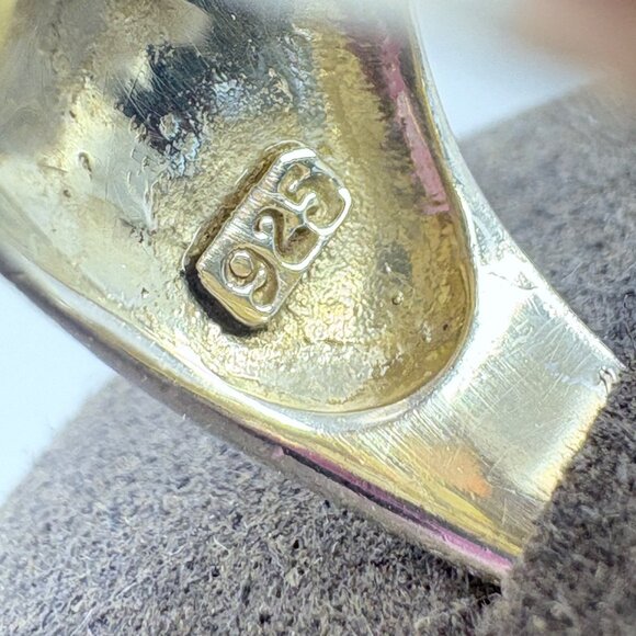 Sterling Silver 925 Mother of Pearl Flower Design Tapered Band Ring Size 6.75 - Picture 7 of 9